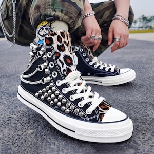 Leopard Stud Converse - Etsy