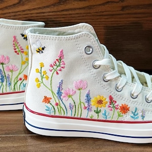 Custom Converse Chuck Taylor 1970s: Hand-Embroidered Wildflower High Tops