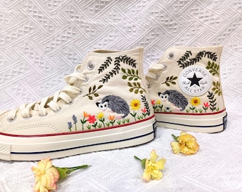 Custom Embroidered Converse Chuck Taylor Opossum Shoes, Embroidered Possum Design on Shoes