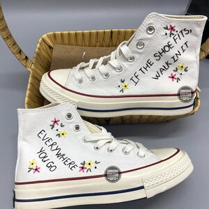 Embroidered converse custom wedding flowers/Custom converse embroidery/Custom converse chuck taylor embroidered flower logo