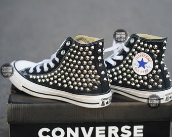 Studded converse high tops/ Studded spike converse shoes/ Studded converse shoes/ Custom studded converse