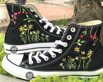Hand Embroidered Converse Shoes: Custom Floral Sneakers