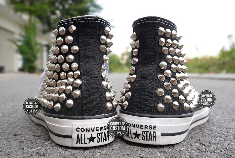 Black Studded Converse High Tops/ Studded Converse Shoes Black High Top