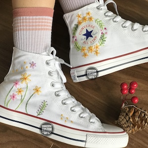 Custom Floral Embroidered Converse High Tops