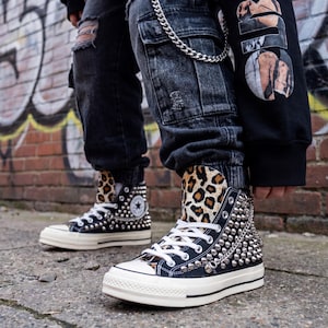 Leopard Stud Converse - Etsy