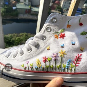 Converse custom shoes/ Converse custom wedding/ Custom Embroidered Converse/ Wedding Shoe For Bride