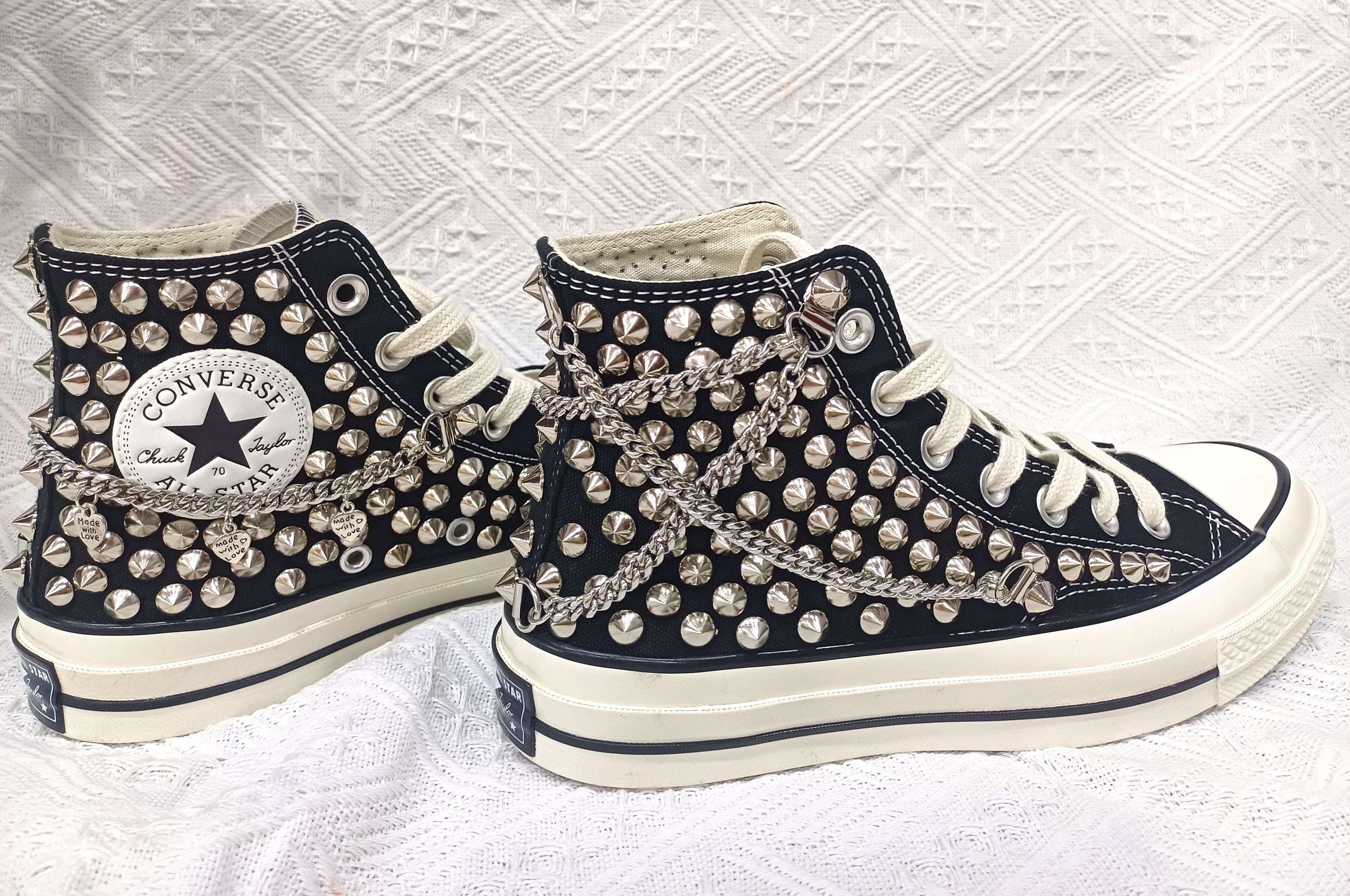 Studded Converse High Tops: Punk Rock Statement Sneakers/ K-pop 