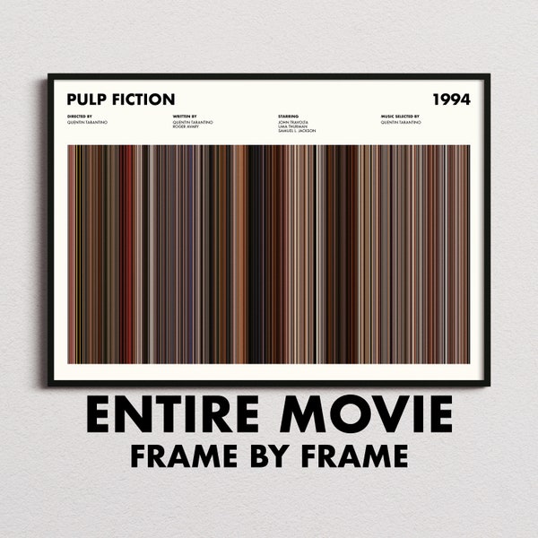 Impresión de código de barras de película Pulp Fiction, impresión de Pulp Fiction, cartel de Pulp Fiction, arte de pared de Pulp Fiction, regalos de Pulp Fiction