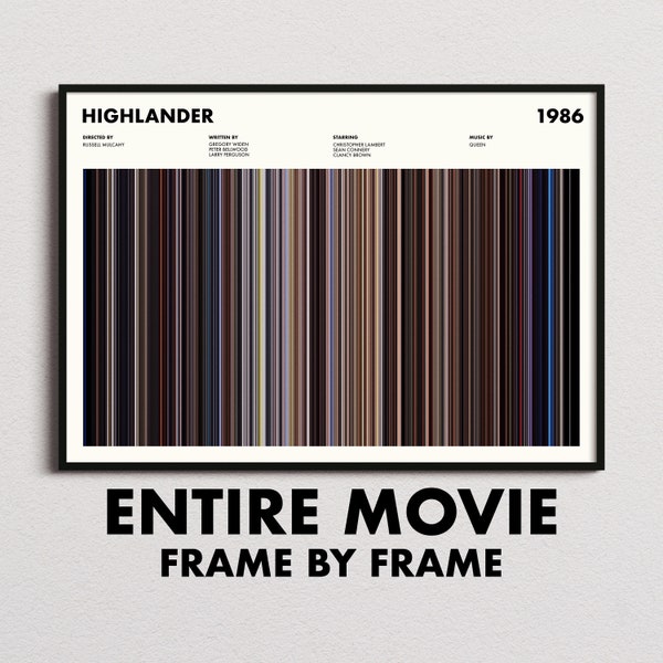 Highlander Movie Barcode Print, Highlander Print, Highlander Poster, Highlander Wall Art, Highlander Art Print, Movie Buff Gifts