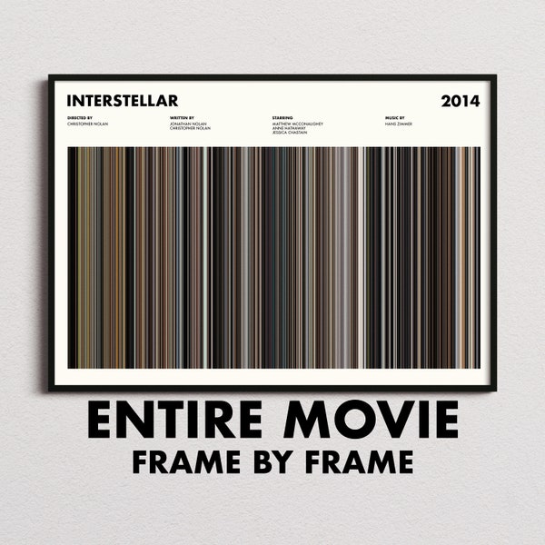Interstellar Movie Barcode Print, Interstellar Print, Interstellar Poster, Christopher Nolan Prints, Film Student Gifts, Movie Buff Gifts