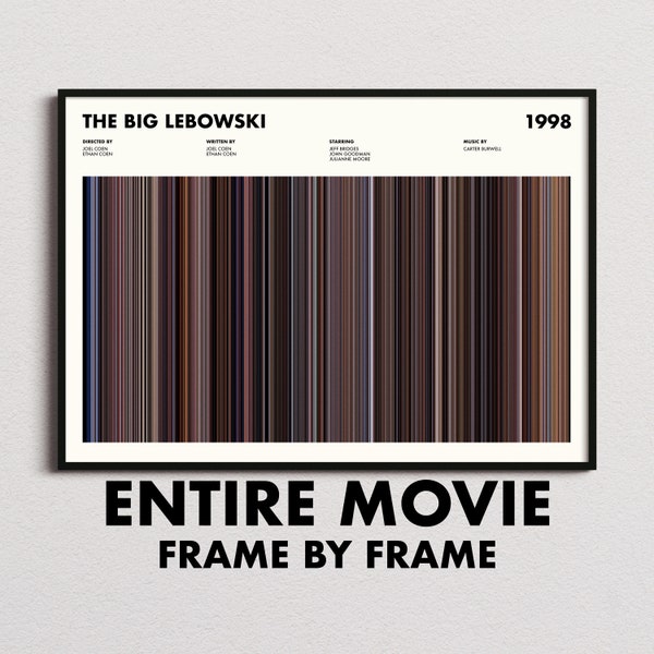 The Big Lebowski Movie Barcode Print, The Big Lebowski Print, The Big Lebowski Poster, The Big Lebowski Frames Print