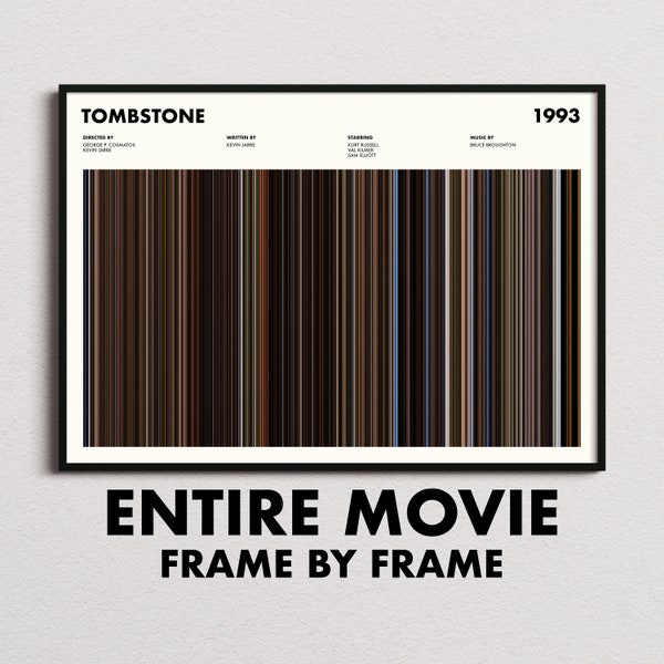 Tombstone Movie Barcode Print, Tombstone Print, Tombstone Poster, Tombstone Wall Art, Tombstone Art Print, Tombstone Frames