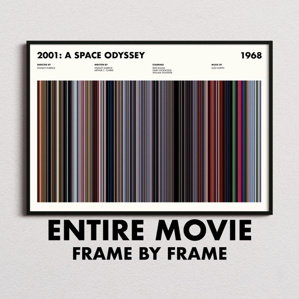 2001 A Space Odyssey Movie Barcode Print, 2001 A Space Odyssey Print, 2001 A Space Odyssey Poster, 2001 A Space Odyssey Wall Art