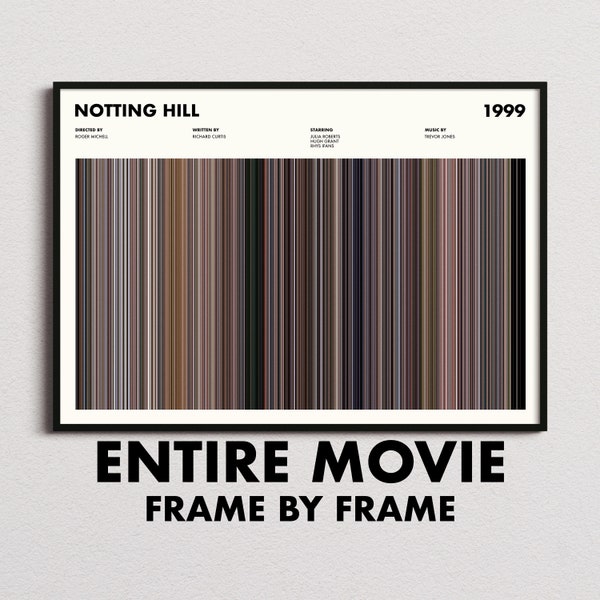 Notting Hill Movie Barcode Print, Notting Hill Print, Notting Hill Poster, Notting Hill Wall Art, Notting Hill Art Print, Movie Buff Gifts