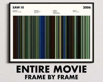 Saw III Movie Barcode Print, Saw 3 Print, Saw 3 Poster, Saw 3 Wall Art, Saw 3 Art Print, Saw 3 Frames