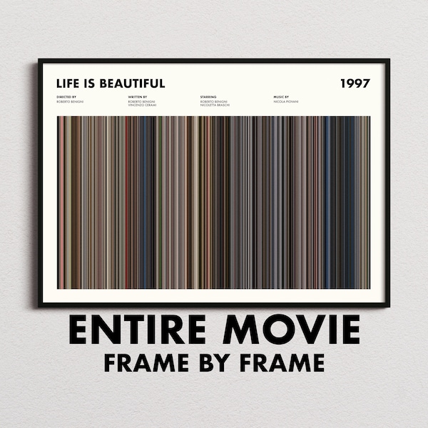 Life Is Beautiful Movie Barcode Print, Life Is Beautiful Print, Life Is Beautiful Poster, Life Is Beautiful Wall Art