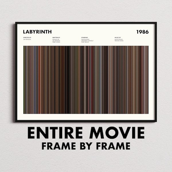 Labyrinth Movie Barcode Print, Labyrinth Print, Labyrinth Poster, Labyrinth Art, Labyrinth Gifts