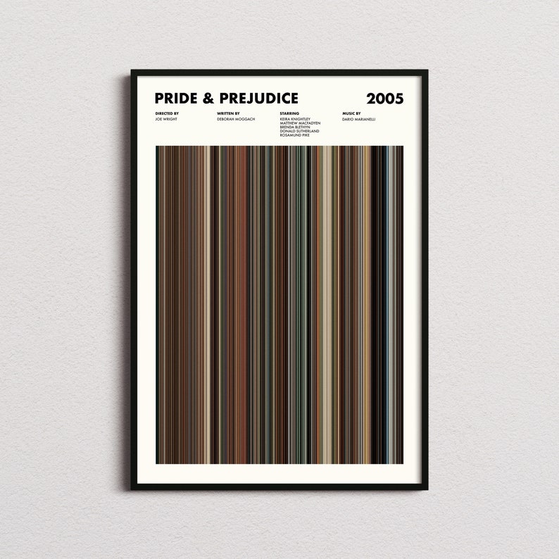 Pride and Prejudice 2005 Movie Barcode Print, Pride and Prejudice Print, Pride and Prejudice Poster, Pride and Prejudice Wall Art image 2