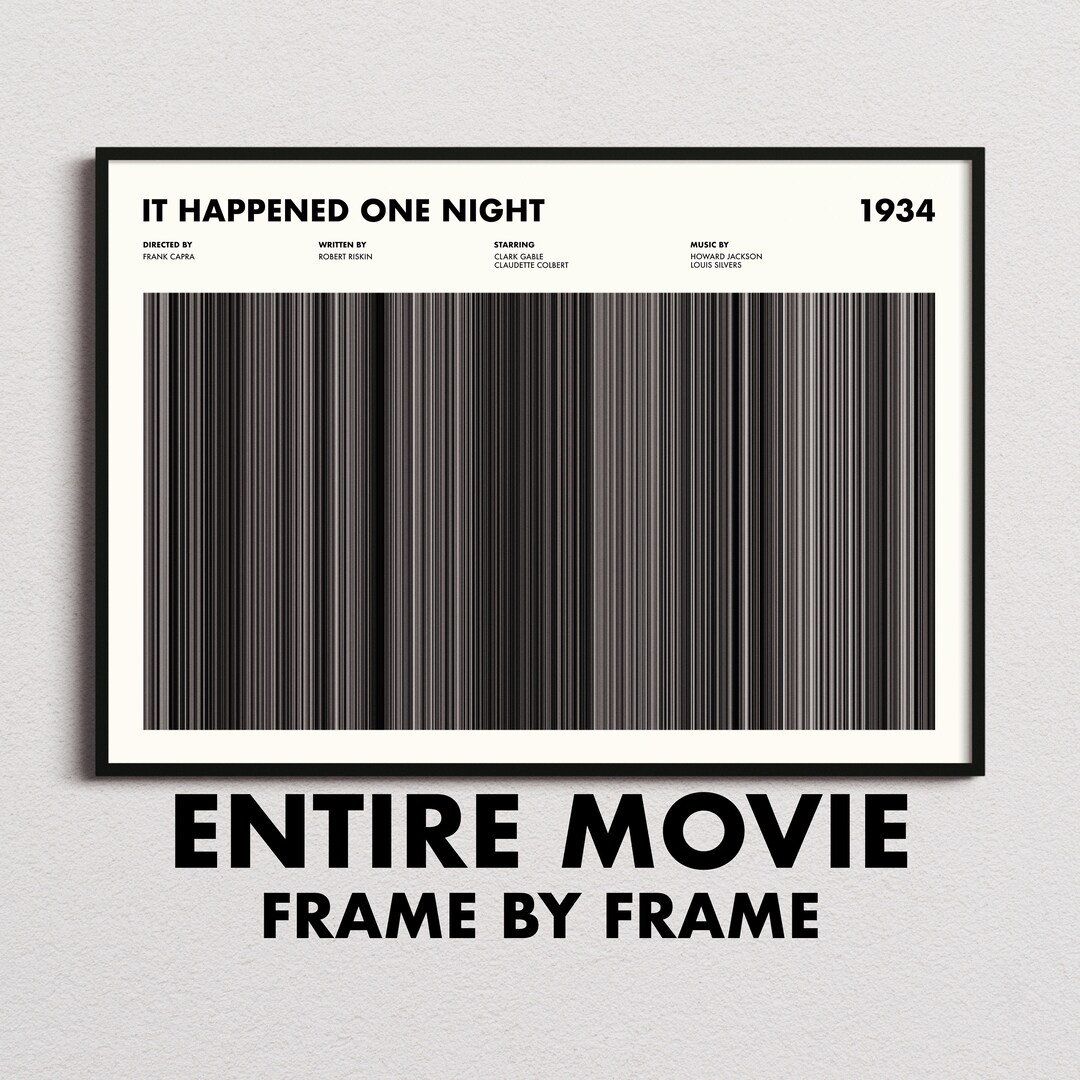 It Happened One Night Movie Barcode Print, It Happened One Night Print ...