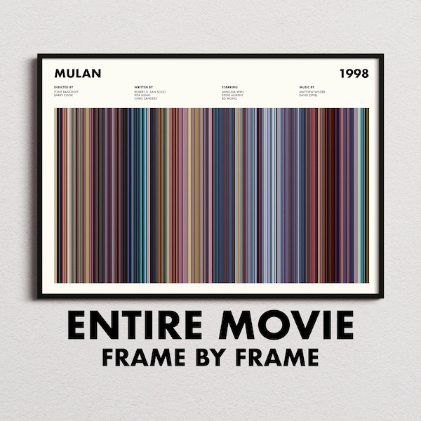 Mulan Movie Barcode Print, Mulan Print, Mulan Poster, Mulan Wall Art, Mulan Art Print, Mulan Frames Print