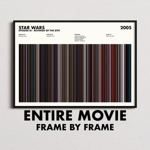 Star Wars Episode 3 Revenge Of The Sith Movie Barcode Print, Revenge Of The Sith Print, Revenge Of The Sith Poster, Star Wars Poster