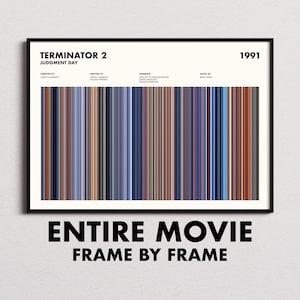 Terminator 2: Judgment Day Movie Barcode Print, Terminator 2 Print, Terminator 2 Poster, Terminator 2 Wall Art, Terminator 2 Frames Print