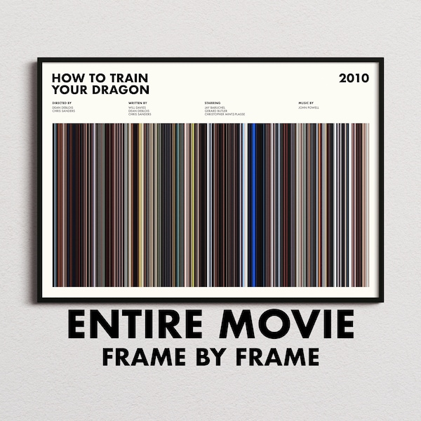 How To Train Your Dragon Movie Barcode Print, How To Train Your Dragon Print, How To Train Your Dragon Poster, Train Your Dragon Frames