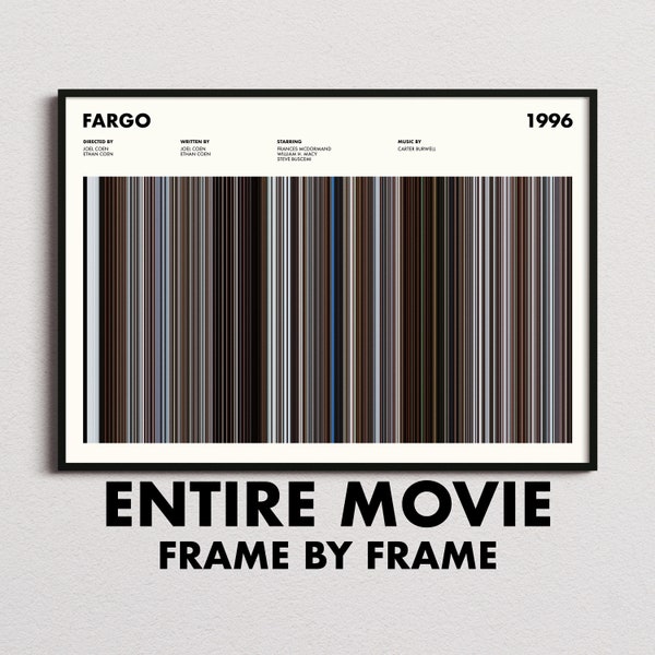 Fargo Movie Barcode Print, Fargo Print, Fargo Poster, Fargo Wall Art, Fargo Art Print