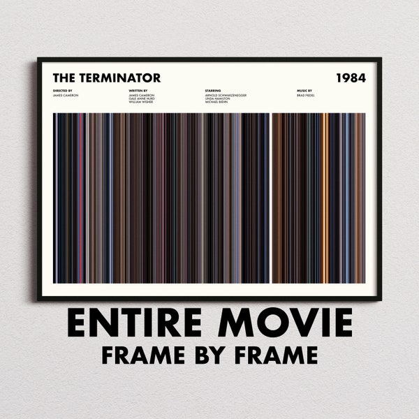 The Terminator Movie Barcode Print, The Terminator Print, The Terminator Poster, The Terminator Wall Art, The Terminator Frames Print