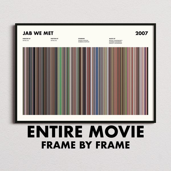 Jab We Met Movie Barcode Print, Jab We Met Print, Jab We Met Poster, Jab We Met Wall Art