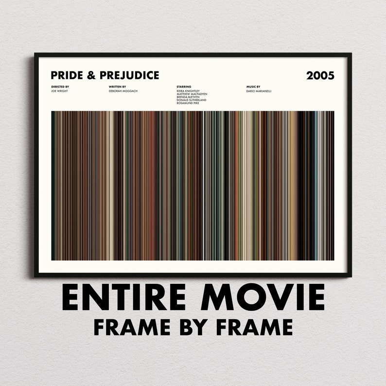 Pride and Prejudice 2005 Movie Barcode Print, Pride and Prejudice Print, Pride and Prejudice Poster, Pride and Prejudice Wall Art Bild 1