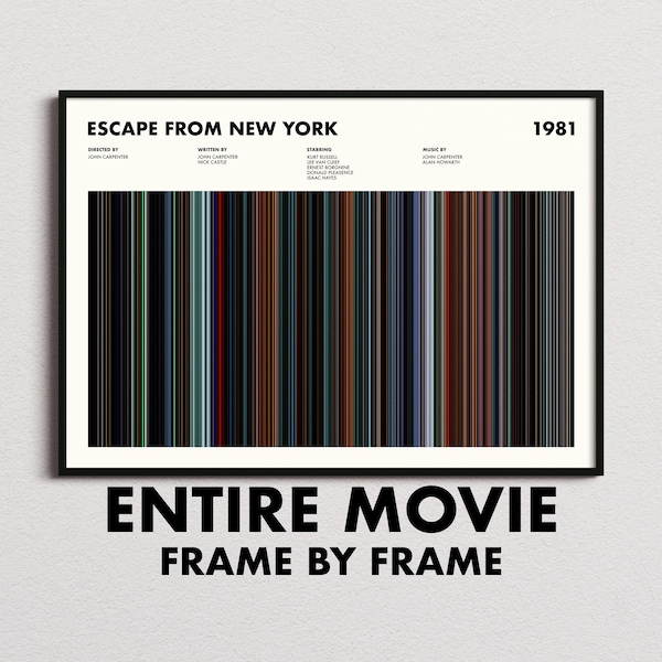 Escape From New York Movie Barcode Print, Escape From New York Print, Escape From New York Poster, Escape From New York Wall Art
