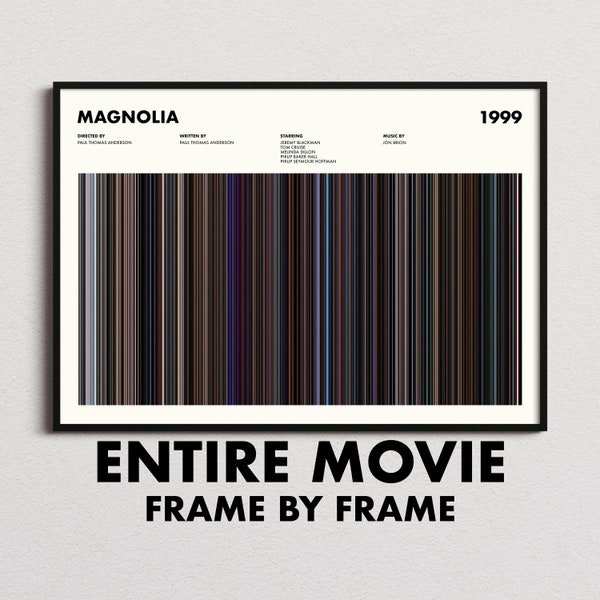 Magnolia Movie Barcode Print, Magnolia Print, Magnolia Poster, Magnolia Wall Art, Magnolia Frames Print, Movie Buff Gifts