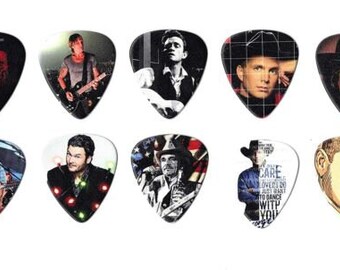 Musical Band Guitar Picks (Country Artists) 10 pcs on pack