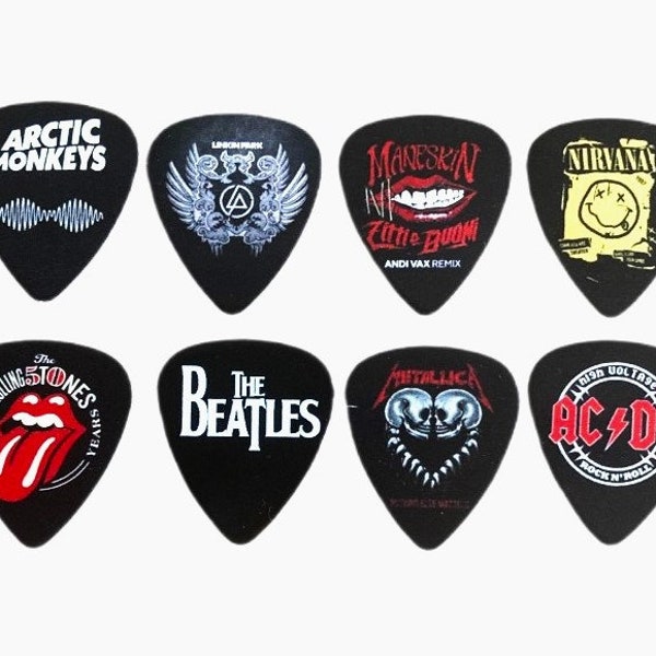 Guitar Picks Legendary Bands ( 12 medium picks in a packet)(For Music Lovers)