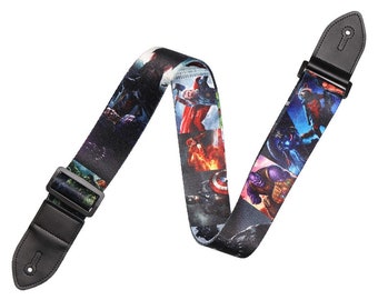 Marvel Comics 2 Inches Wide Guitar Straps | Polyester with genuine leather