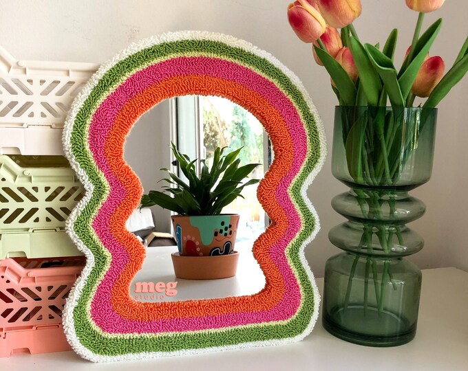 Punch Needle Mirror, Tufted Mirror, Mirror Design, Home Gift Etsy