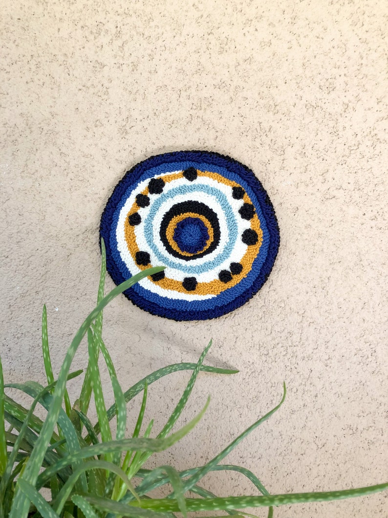Punch Needle Wall Decor Punch Needle Wall Hanging Evil Eye Etsy