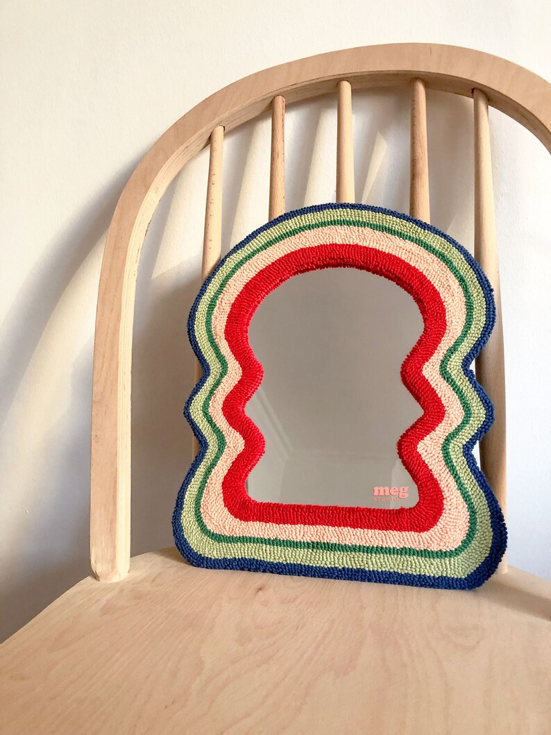 Punch Needle Mirror Tufted Mirror Mirror Design Home Gift Etsy