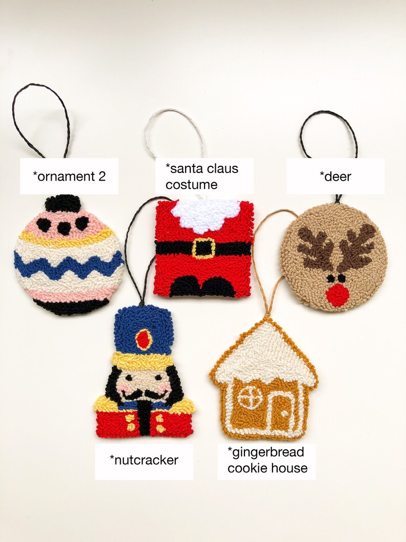 Punch Needle Christmas Ornaments Christmas Tree Decorations Etsy