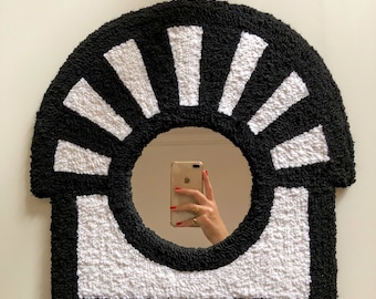 Espejo de aguja de punzón hecho a mano: regalo de decoración de pared