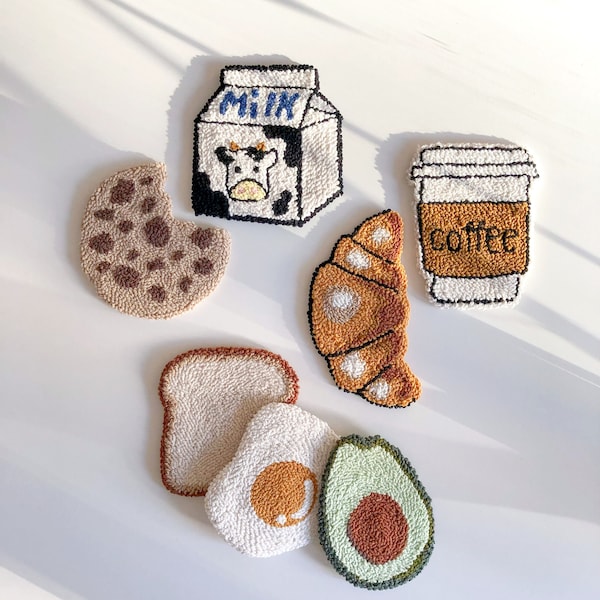 パンチニードルコースター、タフテッドコースター、ドリンクコースター、タフテッドラグ、クリスマスギフト