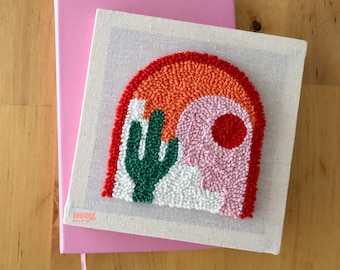 Adorno de pared hecho a mano con aguja perforadora: decoración de cactus del desierto