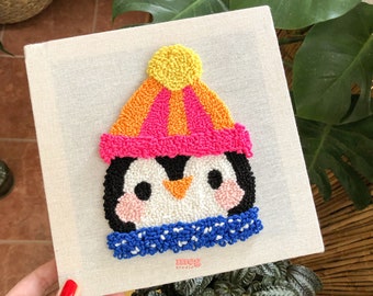 Adorno de pared con forma de pingüino hecho a mano: decoración navideña