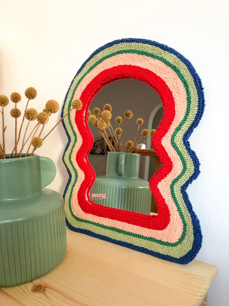 Punch Needle Mirror Tufted Mirror Mirror Design Home Gift Etsy