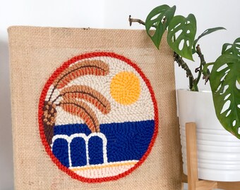 Adorno de pared hecho a mano con aguja perforadora: decoración de escena de playa