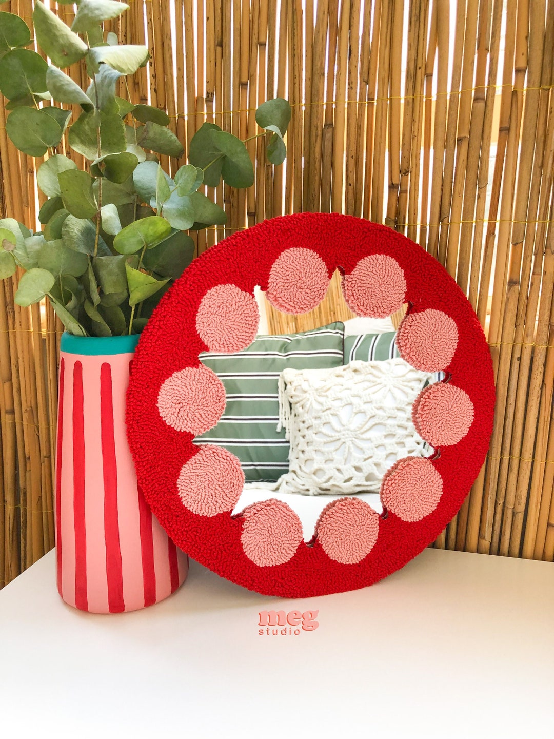 Punch Needle Mirror Tufted Mirror Mirror Design Home Gift Etsy