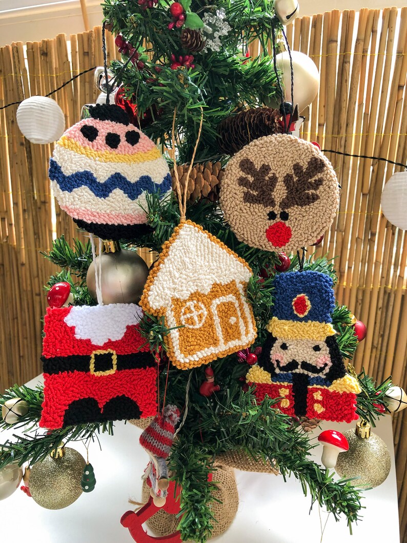 Punch Needle Christmas Ornaments Christmas Tree Decorations Etsy