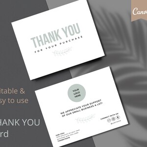 Bedankt Kaartje, Zakelijk Bedankt Kaartje, Aanpasbaar Bedankt Sjabloon, Dank voor je bestelling Template, Canva Bedankt Kaartje