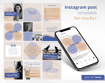 Instagram Template, Instagram Template for Coach, Canva Template, Template for Business, Coach Template Design